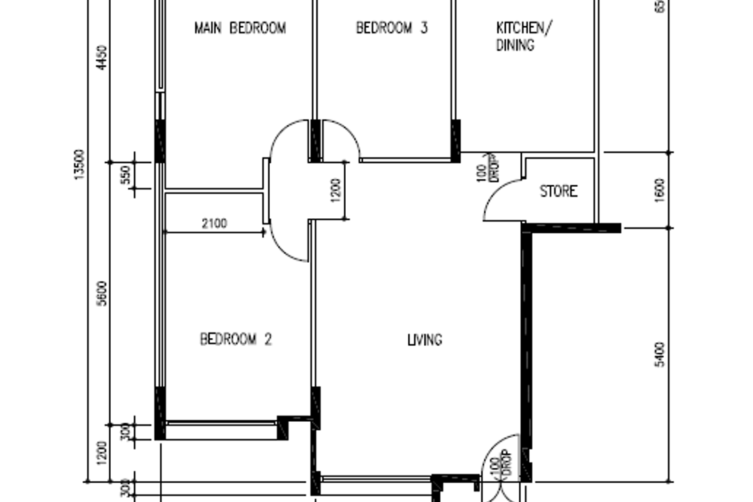 Tampines, Eames & Scales, Scandinavian, Modern, HDB, 4 Room Hdb Floorplan, 4 Room Model A Stairs, Original Floorplan