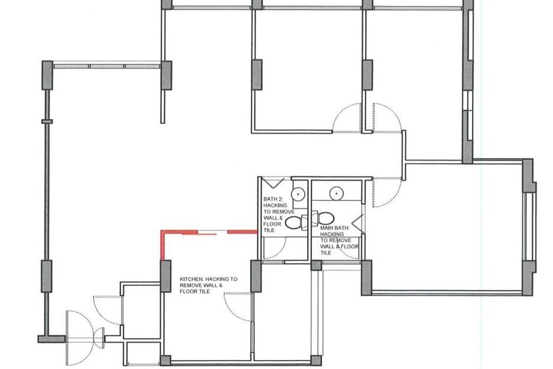 Cassia Crescent, Schemacraft, Scandinavian, Living Room, HDB, 4 Room Hdb Floorplan, Demolition Layout Plan
