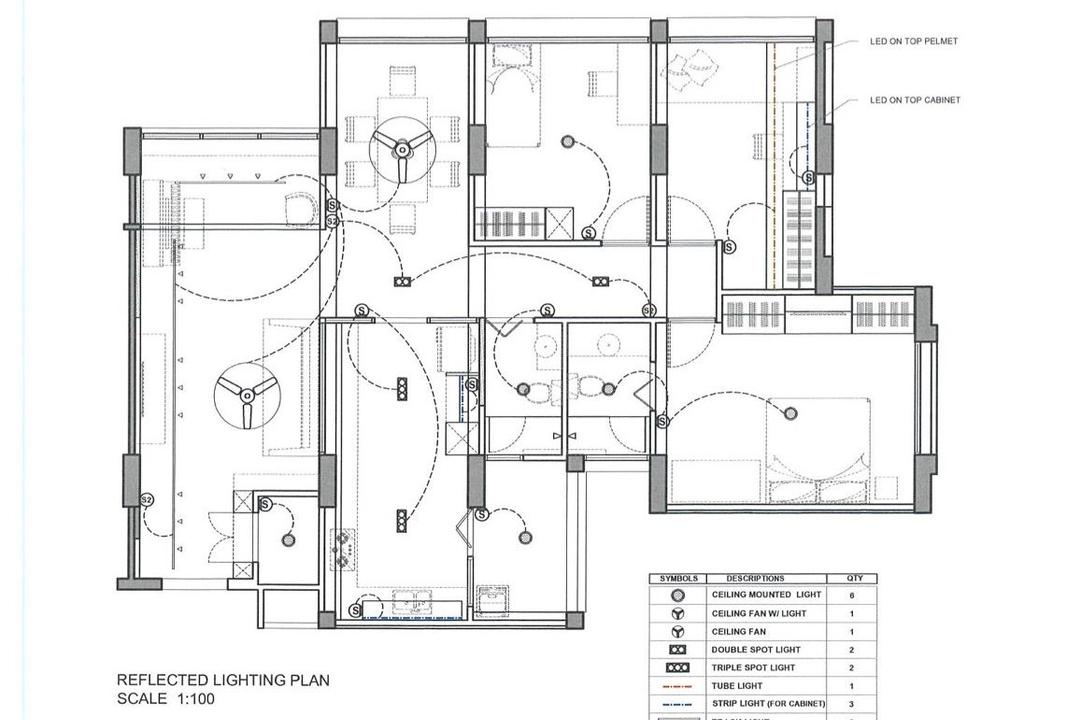 Cassia Crescent, Schemacraft, Scandinavian, HDB, 4 Room Hdb Floorplan, Lighting Plan, Space Planning, Final Floorplan