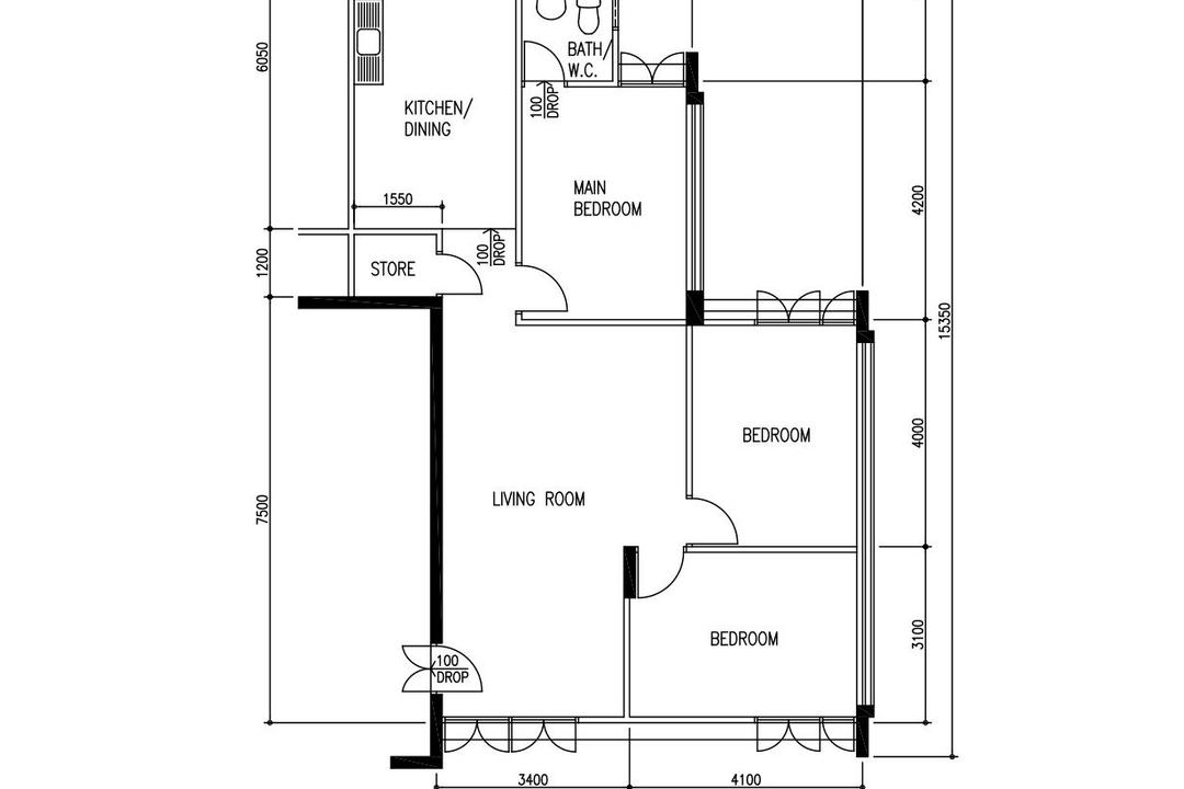 Tampines Street 12, Space Atelier, Contemporary, HDB, 4 Room Hdb Floorplan, 4 Room New Flat Stairs, Original Floorplan