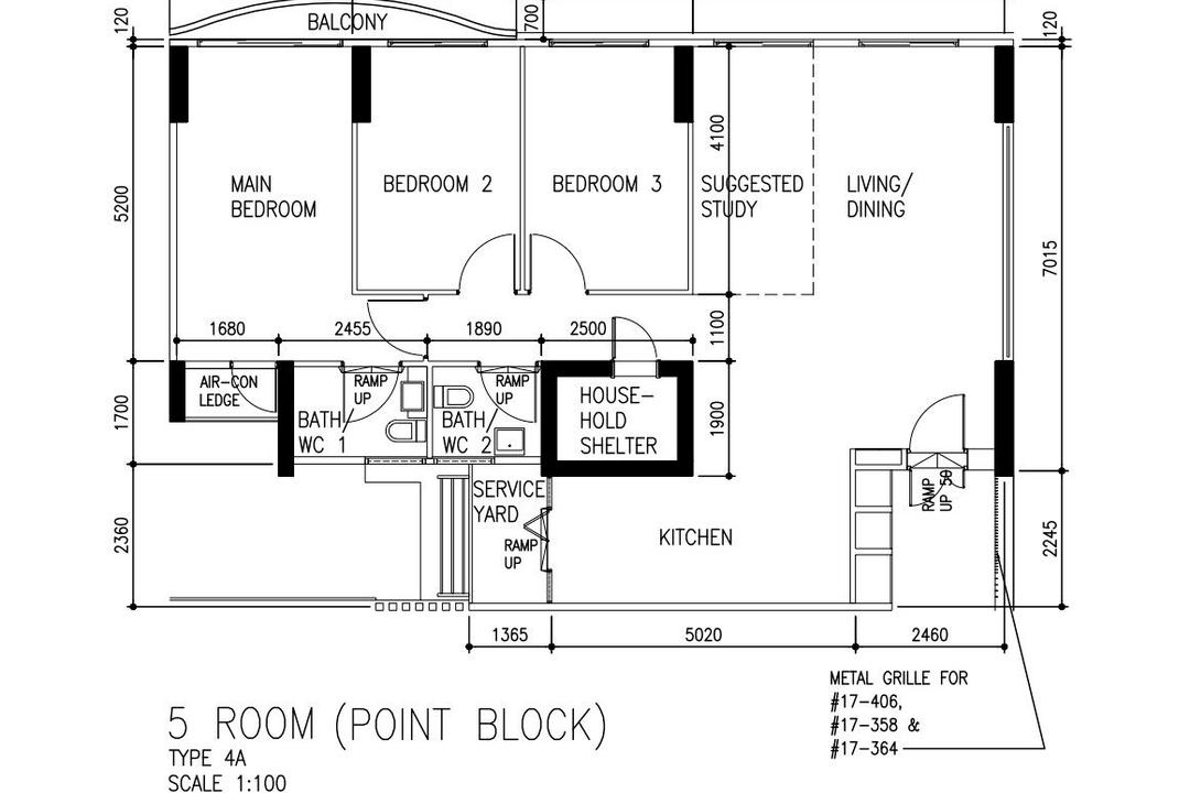 Punggol Walk, MET Interior, Minimalist, Contemporary, HDB, 5 Room Hdb Floorplan, 5 Room Point Block Type 4 A, Original Floorplan