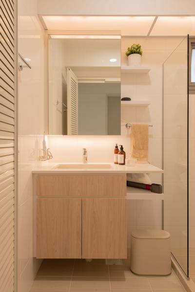 SkyResidence @ Dawson, Fyner Interior, Scandinavian, Bathroom, HDB, Vanity, Bathroom Cabinet, Built In Shelf
