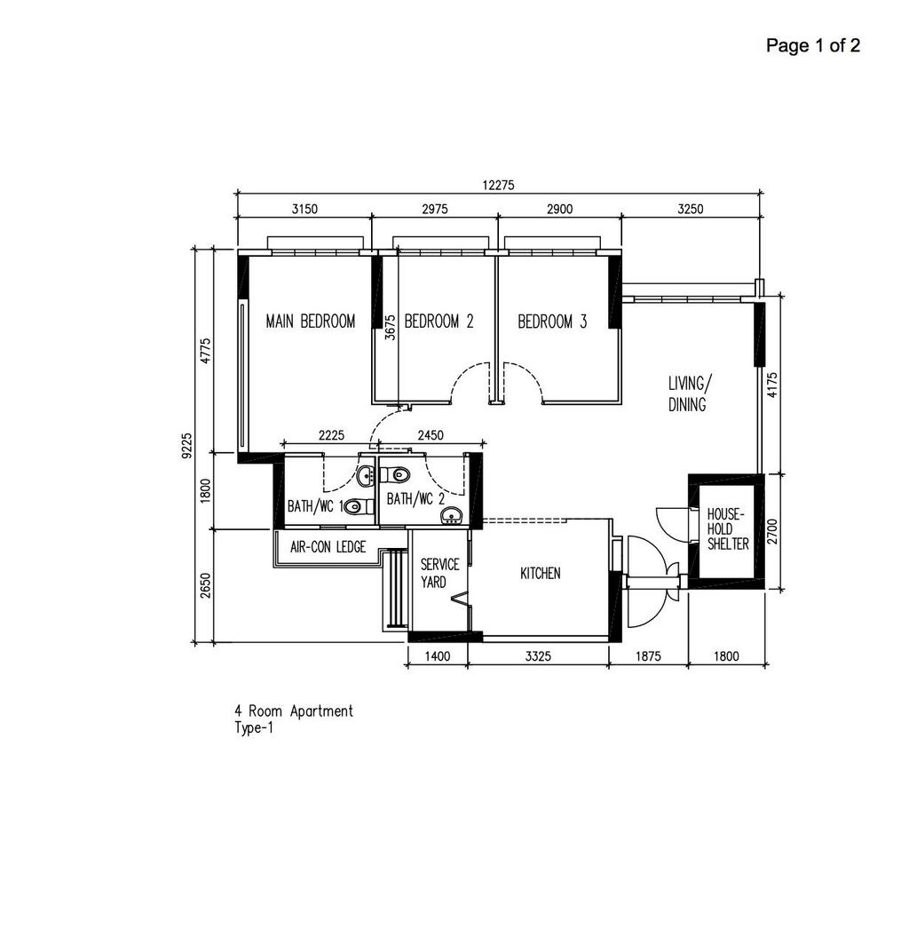 Contemporary, HDB, Marsiling Greenview, Interior Designer, Place to Relax, 4 Room Hdb Floorplan, 4 Room Apartment Type 1, Original Floorplan