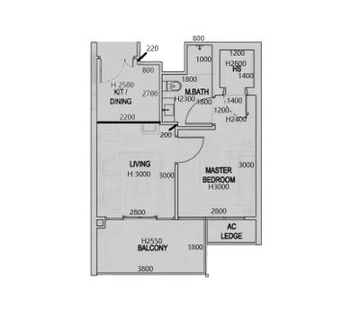 Urban Residences, ECasa Studio, Contemporary, Condo, 1 Bedder Condo Floorplan, Original Floorplan
