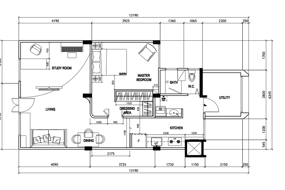 Lorong 1 Toa Payoh, Free Space Intent, Contemporary, HDB, 3 Room Hdb Floorplan, Space Planning, Final Floorplan