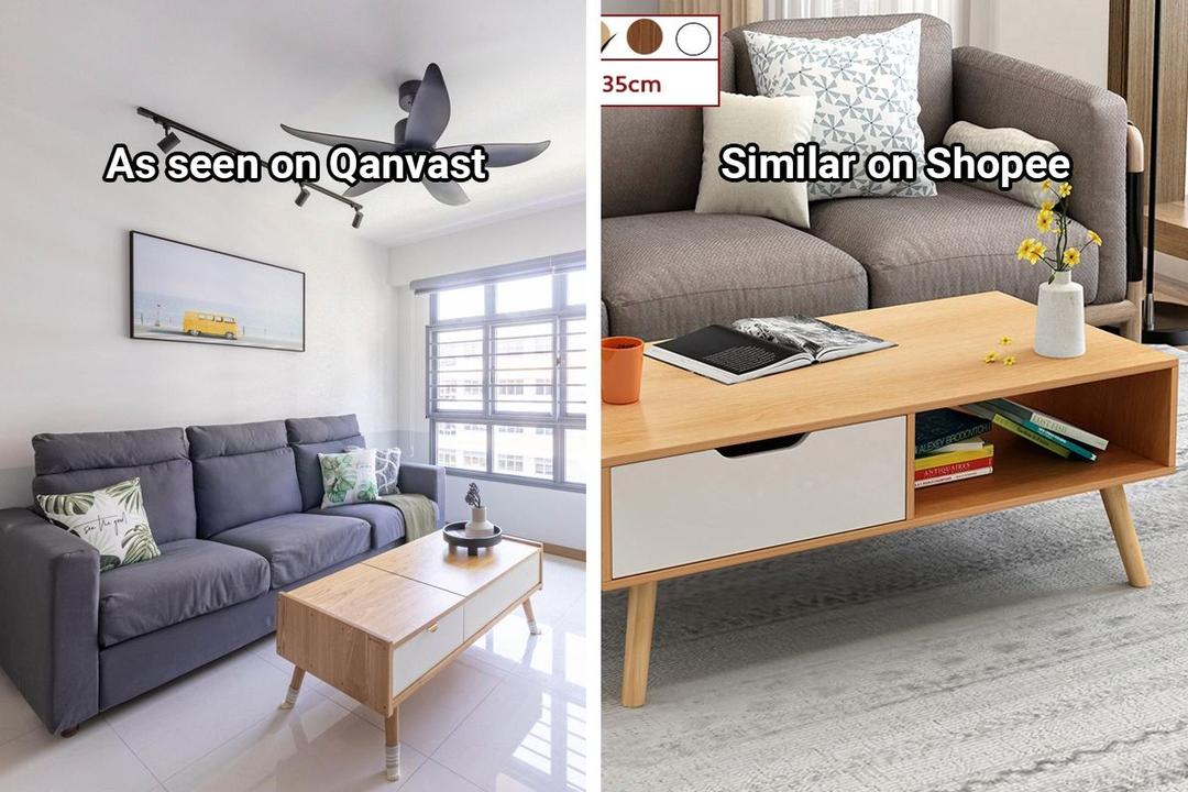 Shopee Home Wooden Coffee Table Drawers Qanvast