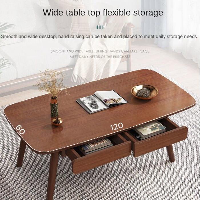 Shopee Home Dark Wooden Coffee Table with Drawers on Qanvast