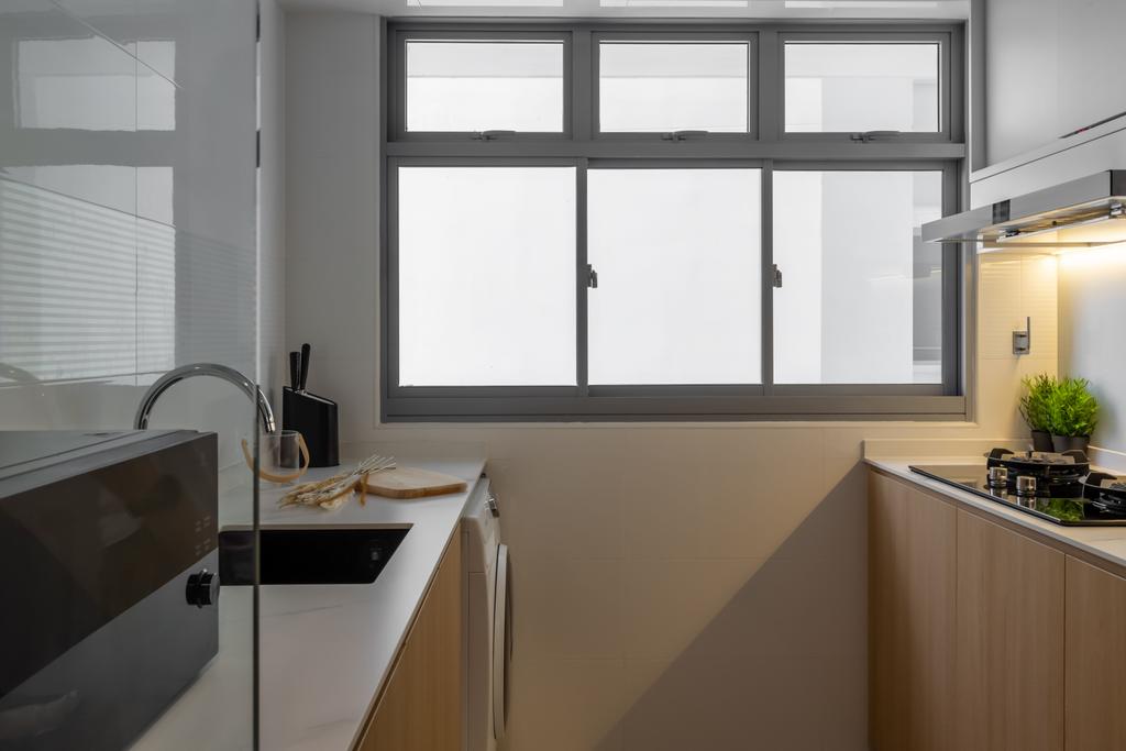 Modern, HDB, Kitchen, Waterway Sunrise, Interior Designer, Yang's Inspiration Design, Scandinavian