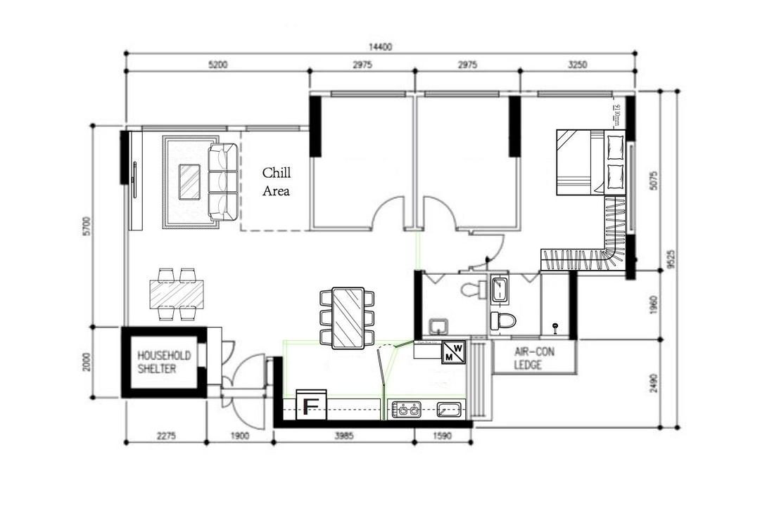 Yishun Street 44, Yang's Inspiration Design, Contemporary, Scandinavian, HDB, 5 Room Hdb Floorplan, 5 Room Type 1, Space Planning, Final Floorplan
