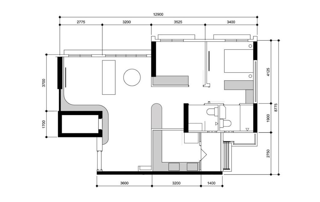 Minimalist, HDB, Northshore Drive, Interior Designer, The Local INN.terior 新家室, 3 Room Hdb Floorplan, Space Planning, Final Floorplan