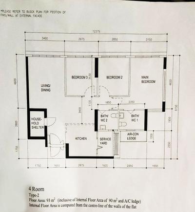 Tampines Avenue 12, WHST Design, Transitional, HDB, 4 Room Hdb Floorplan, 4 Room Type 2, Original Floorplan