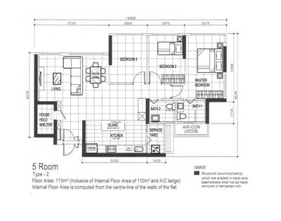 Fernvale Lane, Yang's Inspiration Design, Contemporary, Scandinavian, HDB, 5 Room Hdb Floorplan, 5 Room Type 2, Space Planning, Final Floorplan