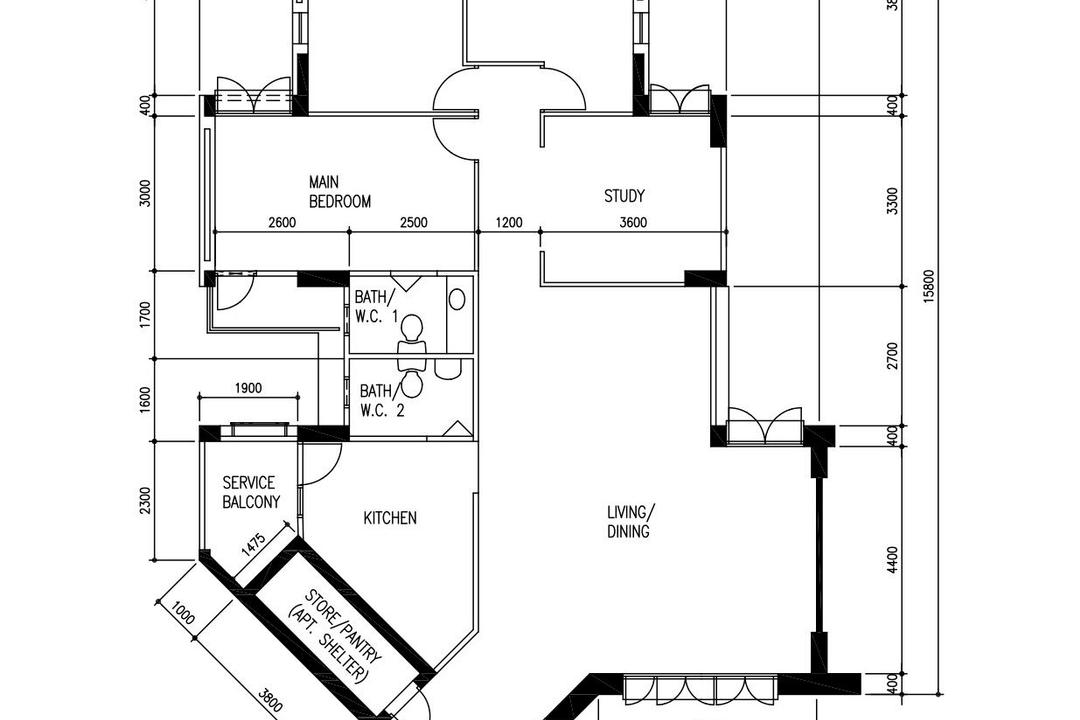 Rivervale Street, LOME Interior, Minimalist, Scandinavian, HDB, Executive Apartment, Original Floorplan