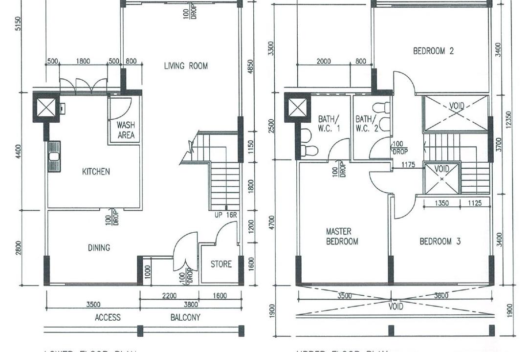 Lor Ah Soo, WHST Design, Modern, Minimalist, HDB, Maisonette Hdb Floorplan, 5 Room Maisonette Model A Corridor, Original Floorplan