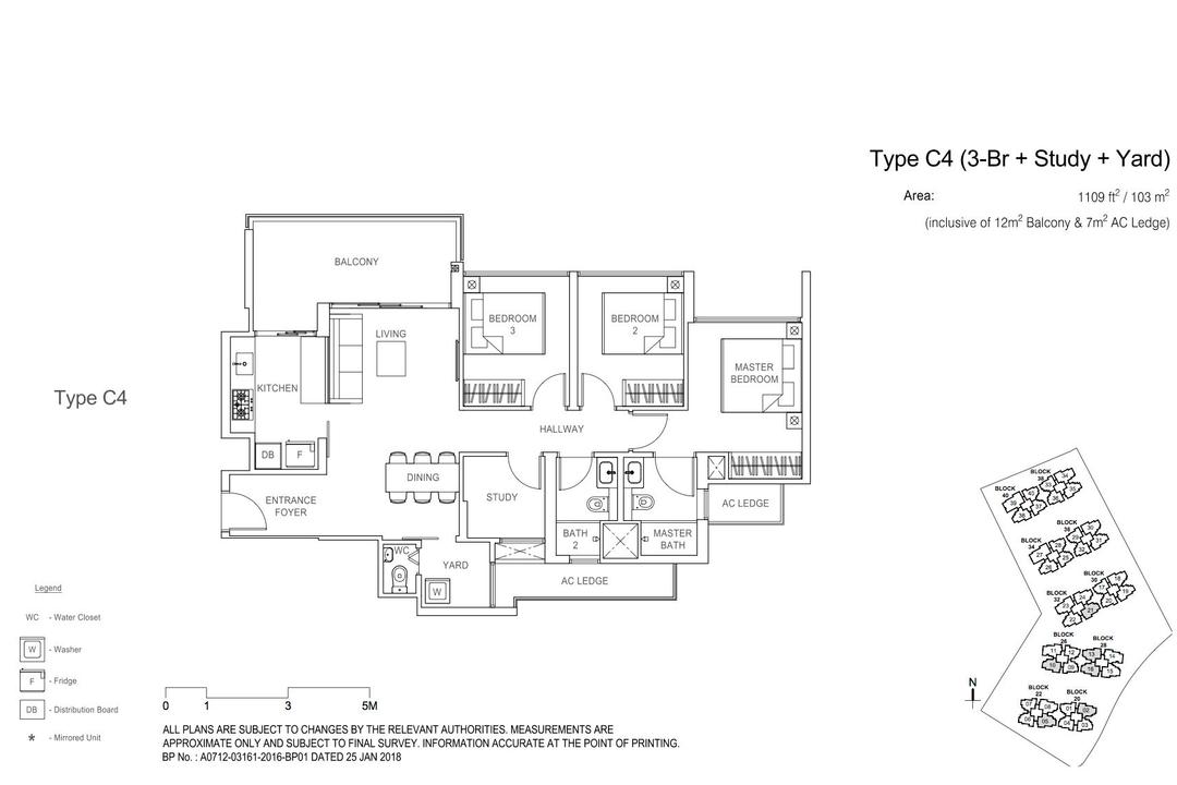 Rivercove Residences, Space Atelier, Scandinavian, Condo, 3 Bedder Condo Floorplan, Type C 4, Original Floorplan