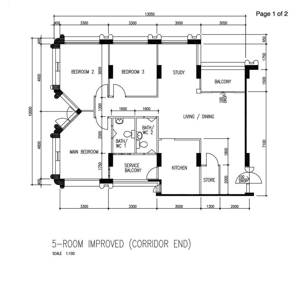 Contemporary, HDB, Woodlands Drive 50, Interior Designer, goodStudio, 5 Room Hdb Floorplan, 5 Room Improved Corridor End, Original Floorplan