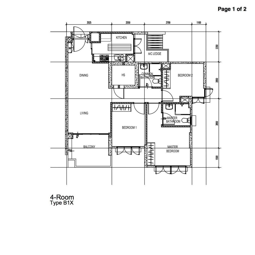 Contemporary, HDB, Yishun Avenue 11, Interior Designer, Yang's Inspiration Design, 4 Room Hdb Floorplan, 4 Room Type B 1 X, Original Floorplan