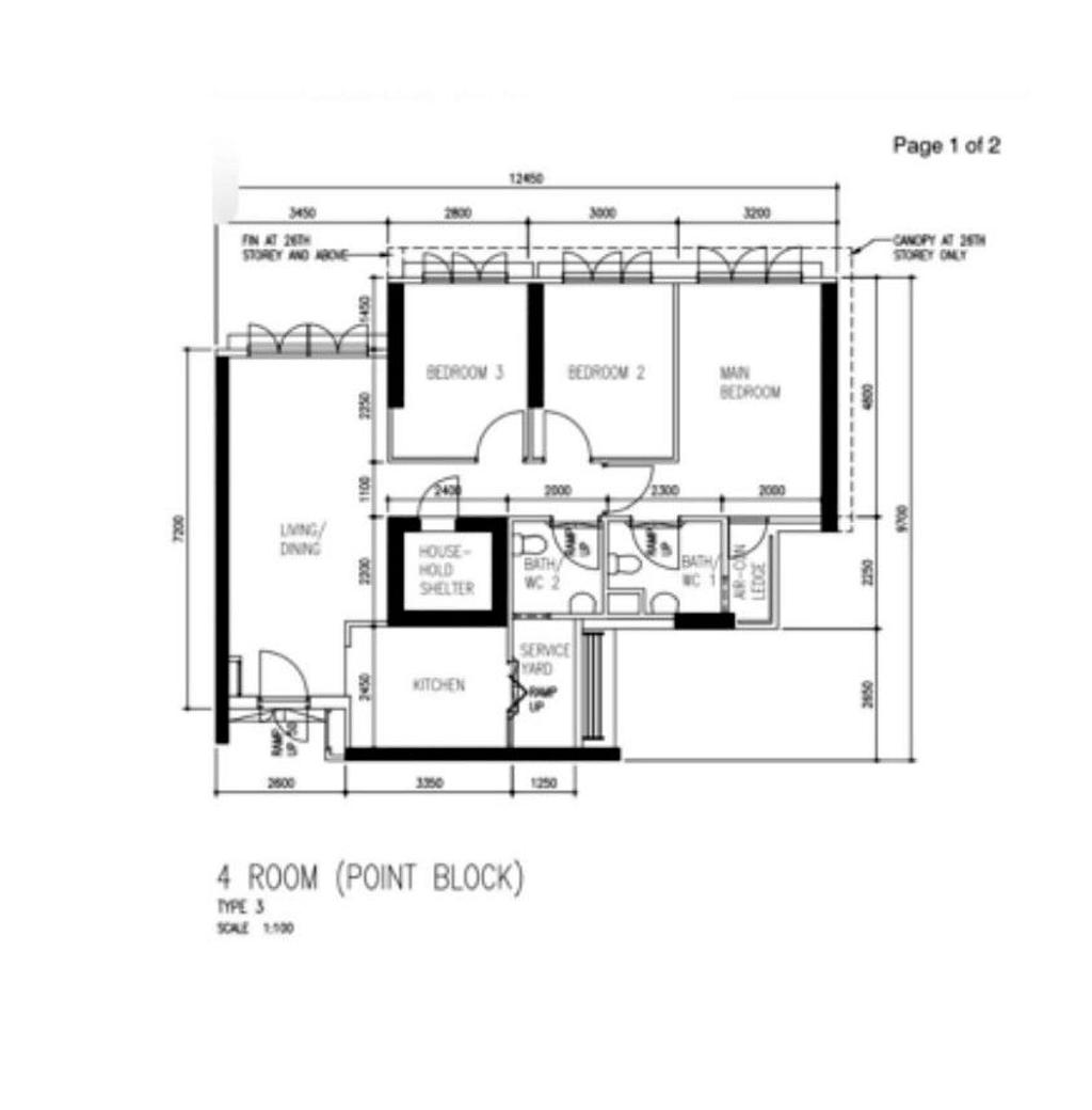 Contemporary, HDB, Boon Tiong Road, Interior Designer, Divine & Glitz, 4 Room Hdb Floorplan, 4 Room Point Block Type 3, Original Floorplan
