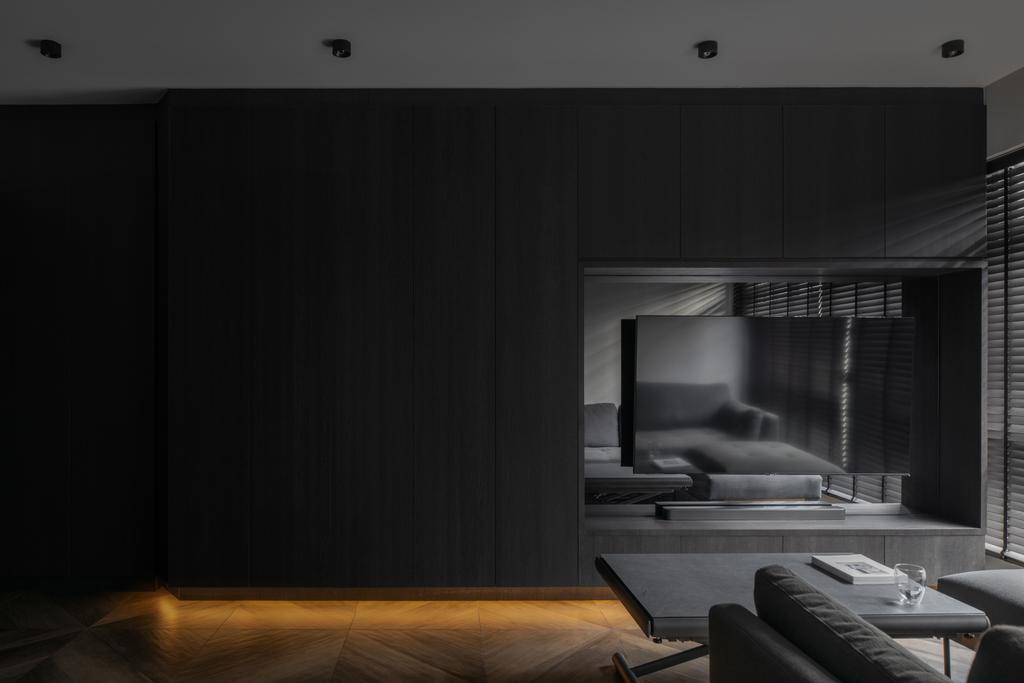 Contemporary, HDB, Living Room, Alkaff Crescent, Interior Designer, Fifth Avenue Interior, Monotone, Black