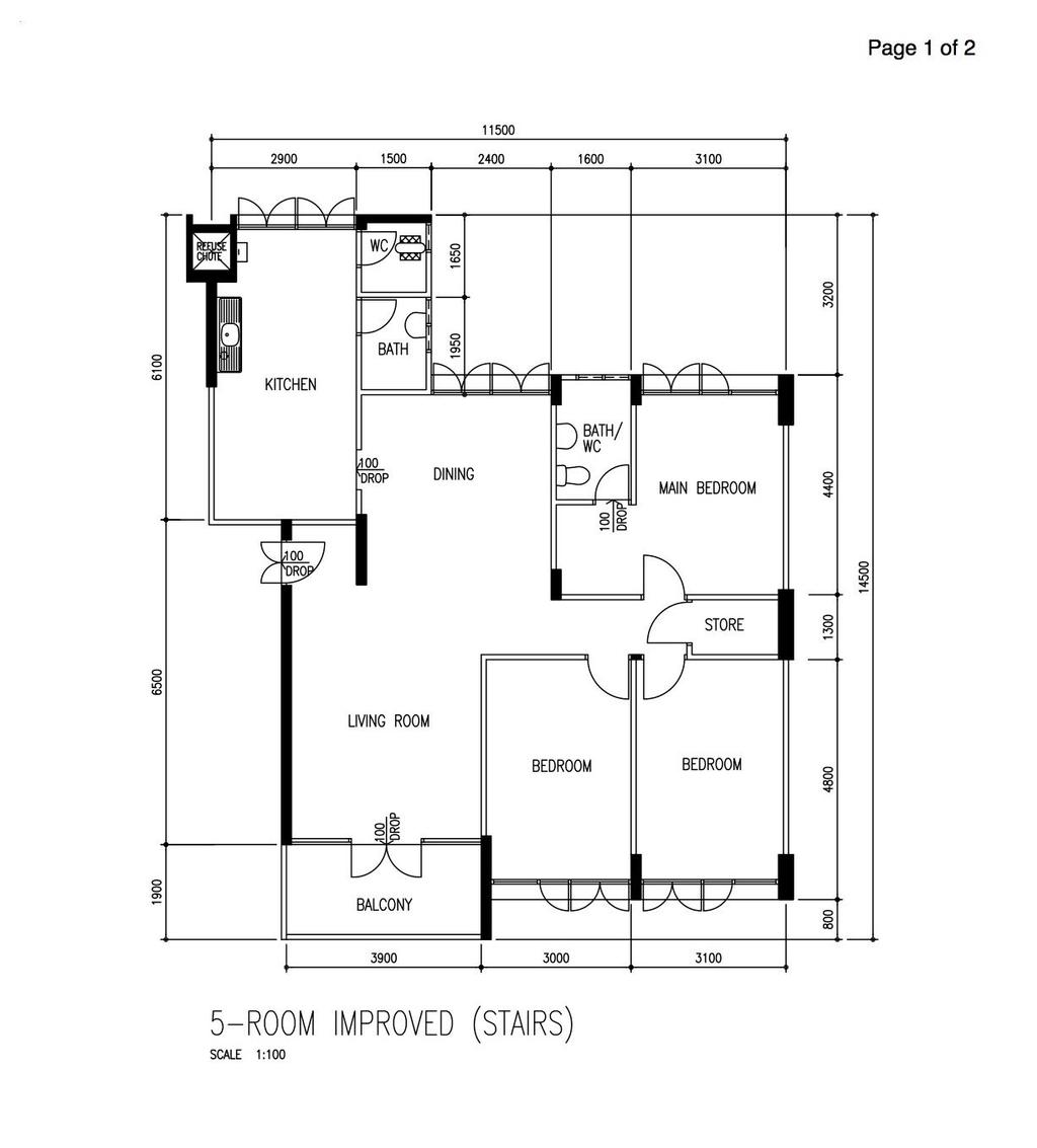 Contemporary, HDB, Clementi Avenue 5, Interior Designer, Carpenter Direct, 5 Room Hdb Floorplan, 5 Room Improved Stairs, Original Floorplan