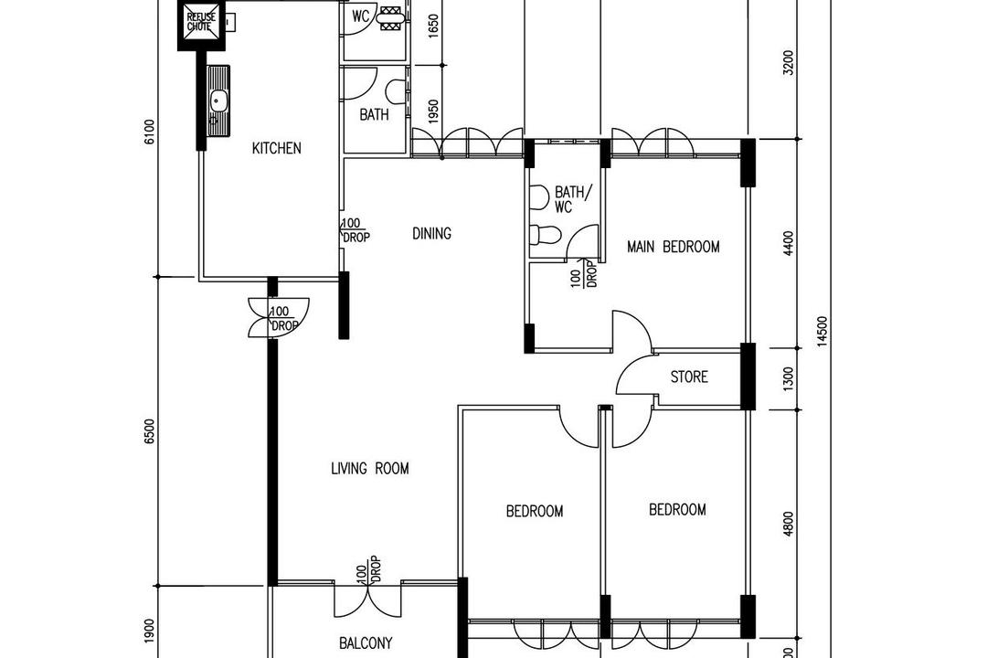 Clementi Avenue 5, Carpenter Direct, Contemporary, HDB, 5 Room Hdb Floorplan, 5 Room Improved Stairs, Original Floorplan