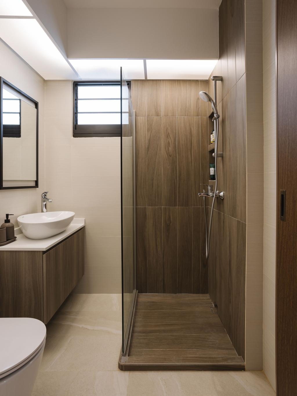 Modern, HDB, Bathroom, Pine Vista, Interior Designer, ChengYi Interior Design, Contemporary, Wooden Tiles, Vanity