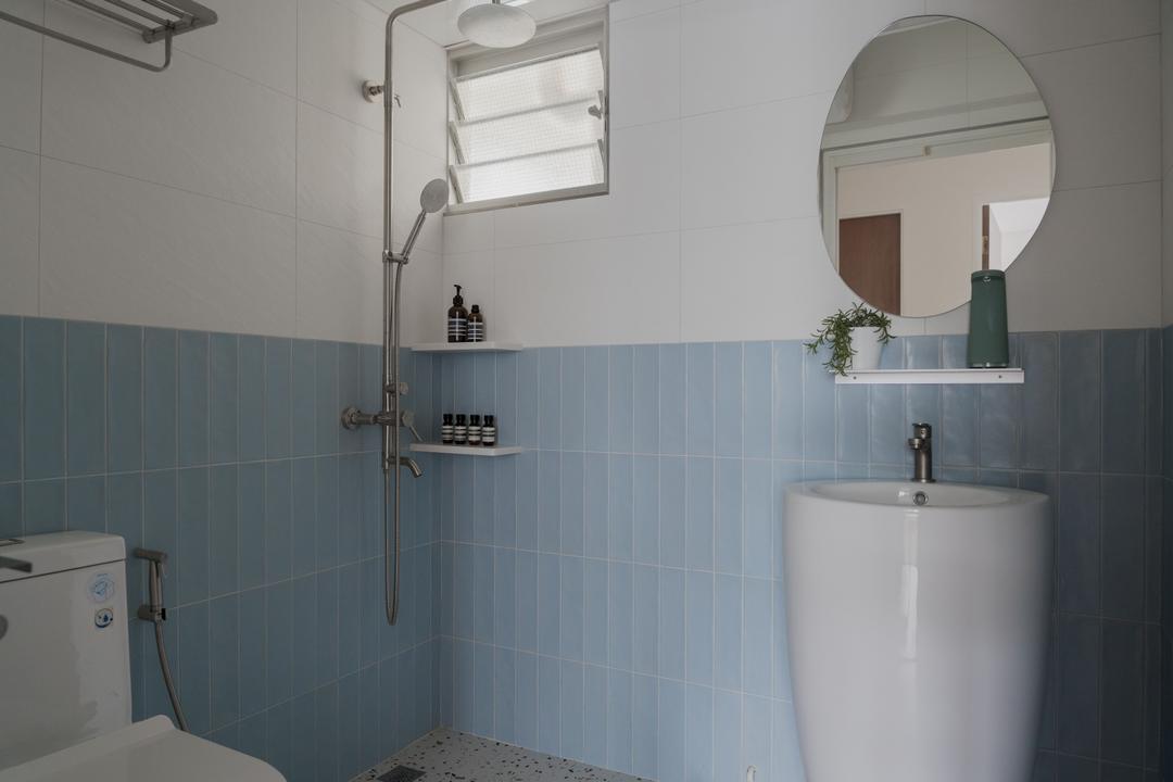 Anchorvale Street, Key Concept, Minimalist, Bathroom, HDB, Modern, Scandinavian, Blue, Feature Wall