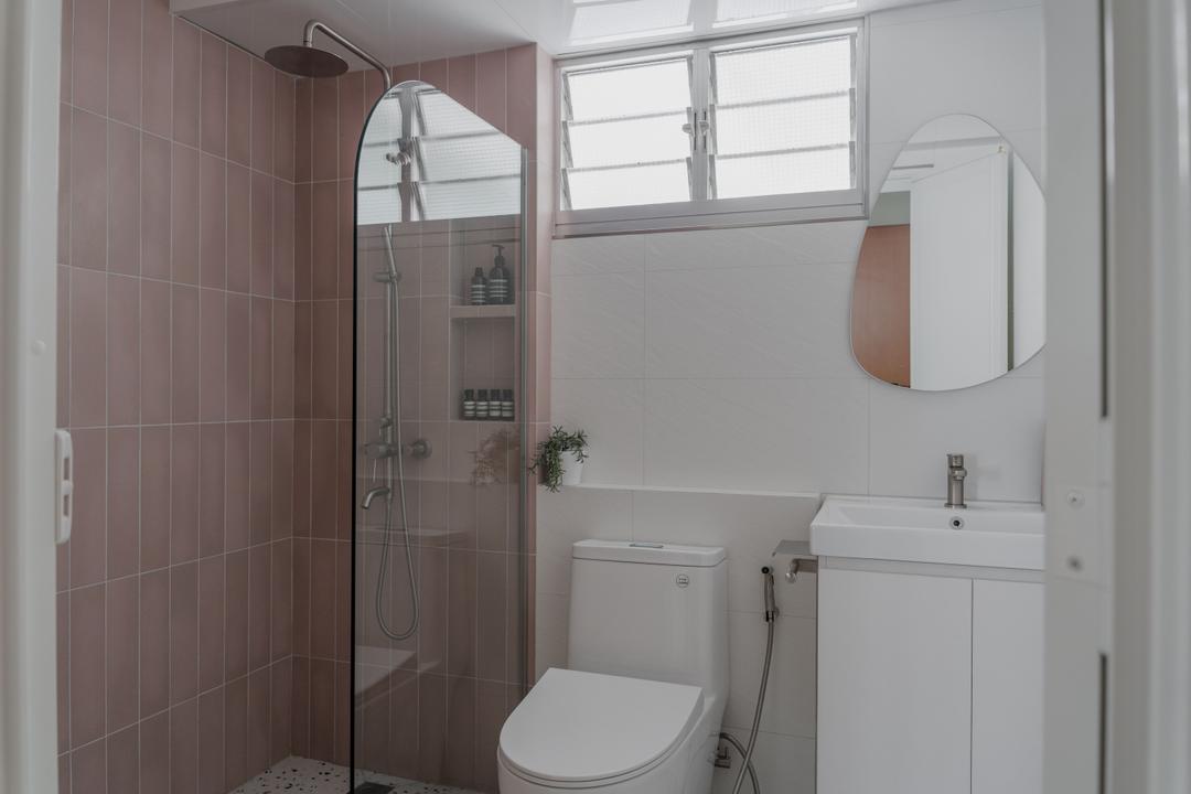 Anchorvale Street, Key Concept, Minimalist, Bathroom, HDB, Modern, Scandinavian, Pink