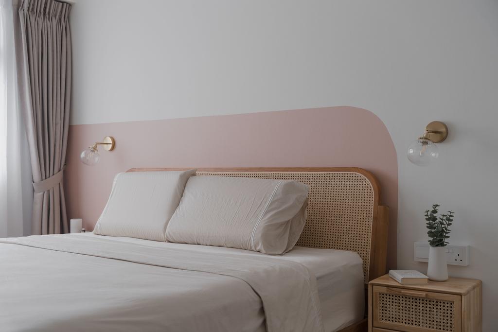 Minimalist, HDB, Bedroom, Anchorvale Street, Interior Designer, Key Concept, Modern, Scandinavian, Pink, Feature Wall