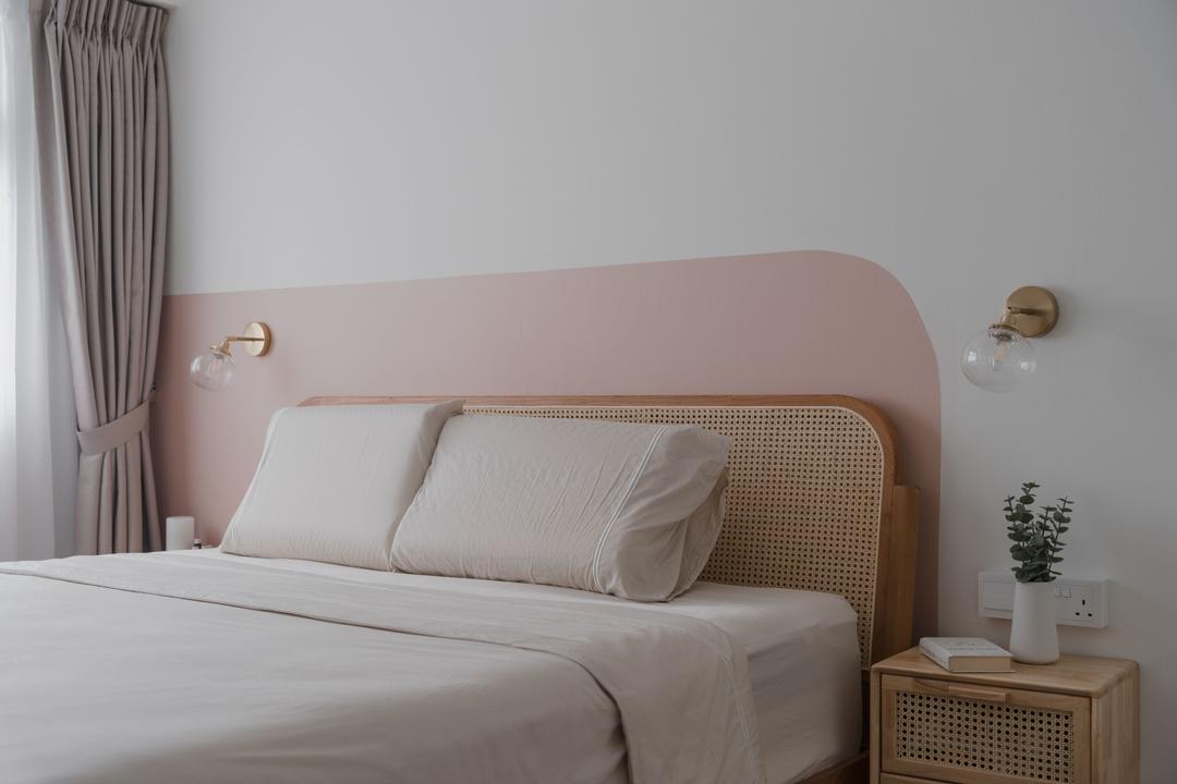 Anchorvale Street, Key Concept, Minimalist, Bedroom, HDB, Modern, Scandinavian, Pink, Feature Wall