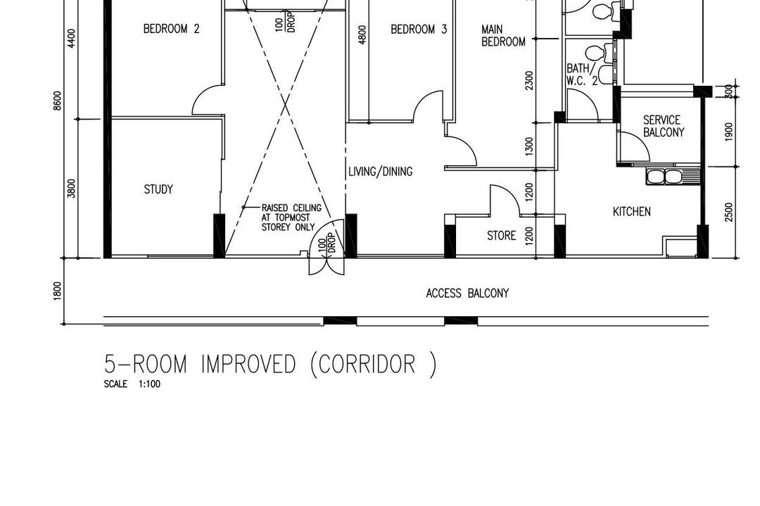 Jalan Tenaga, Le Interior Affairs, Modern, Contemporary, HDB, 5 Room Hdb Floorplan, 5 Room Improved Corridor, Original Floorplan