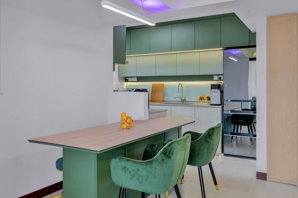 Contemporary, HDB, Dining Room, Jurong East Street 32, Interior Designer, Yang's Inspiration Design, Green