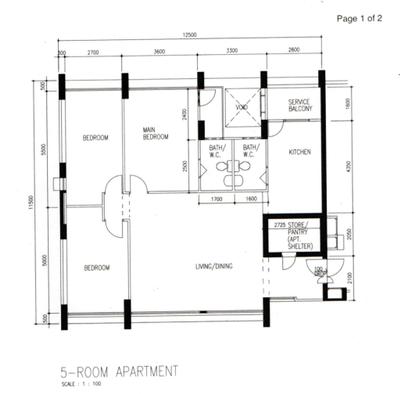 Compassvale Walk, Rosewood Interior, Contemporary, HDB, Original Floorplan, 5 Room Apartment, 5 Room Hdb Floorplan