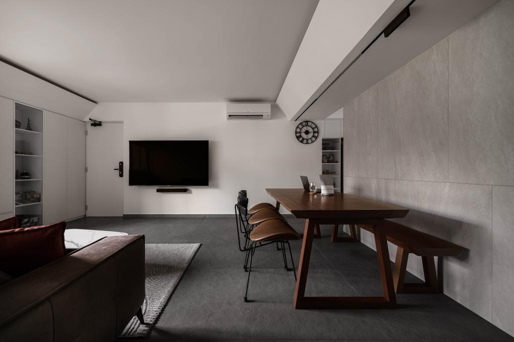 Minimalist, HDB, Living Room, Ang Mo Kio Avenue 4, Interior Designer, Ovon Design, Contemporary, Monotone