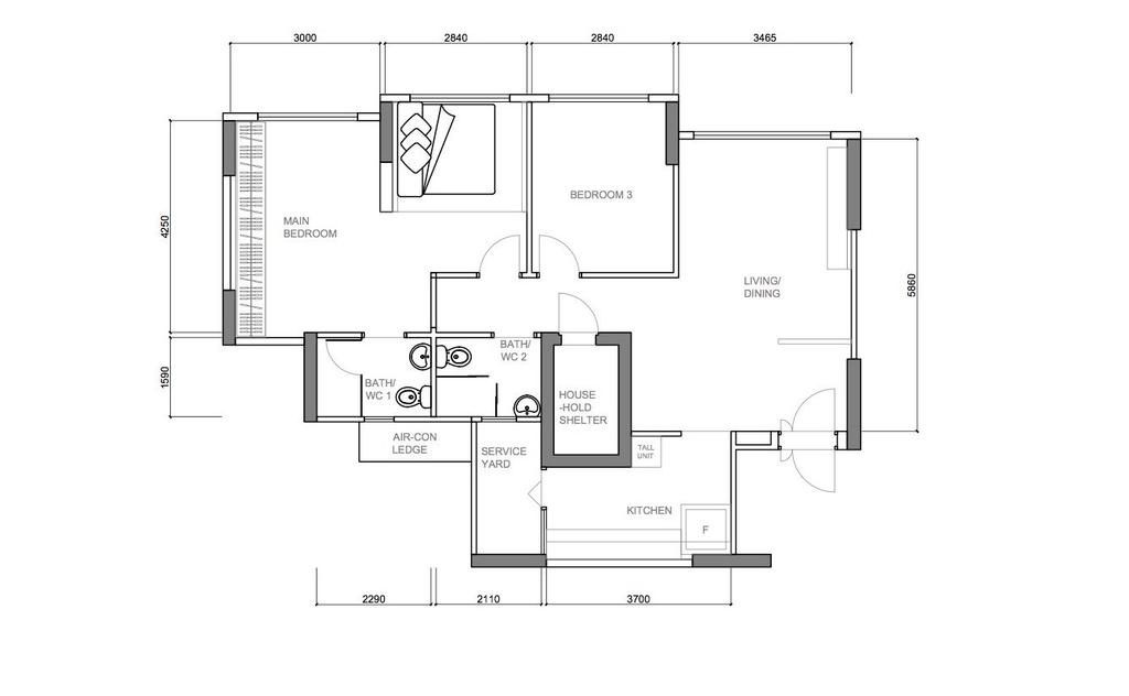Contemporary, HDB, Compassvale Drive, Interior Designer, Sozo Concept Studio, 4 Room Hdb Floorplan, Space Planning, Final Floorplan
