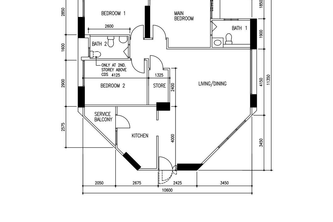 Bishan Street 24, Interior Times, Contemporary, HDB, 5 Room Hdb Floorplan, Type A 2 H Apartment Point Block End, Original Floorplan