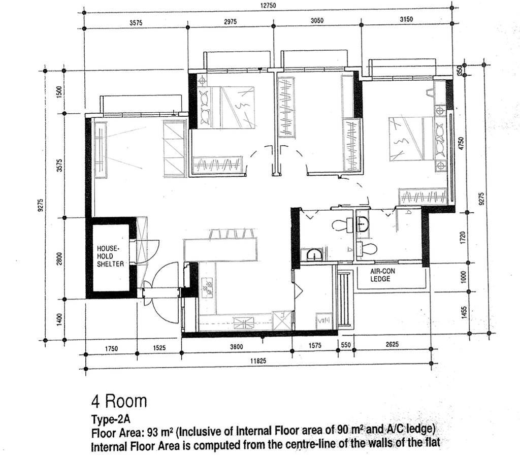 Modern, HDB, Alkaff, Interior Designer, The Local INN.terior 新家室, 4 Room Hdb Floorplan, 4 Room Type 2 A, Space Planning, Final Floorplan