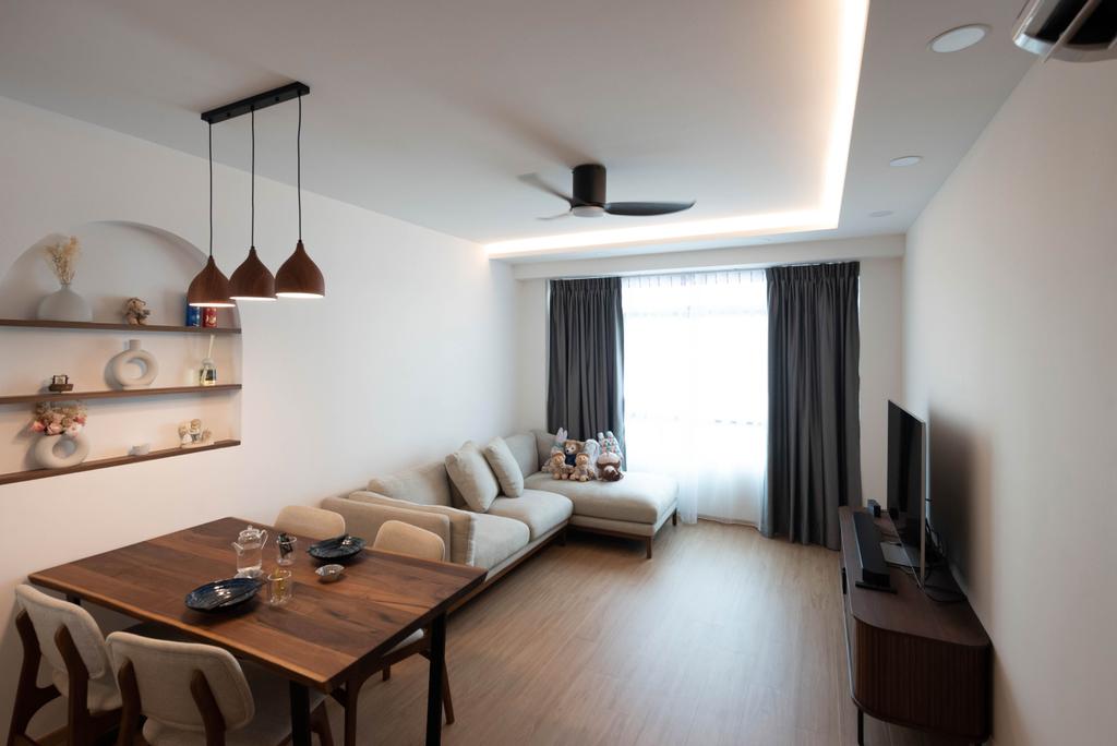 Contemporary, HDB, Living Room, Punggol Road, Interior Designer, Darwin Interior, Scandinavian
