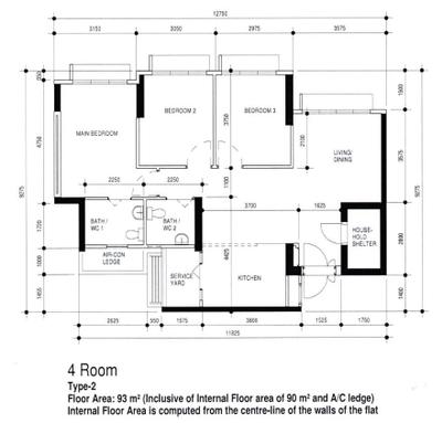 Alkaff Crescent, Charlotte's Carpentry, Scandinavian, HDB, 4 Room Hdb Floorplan, Original Floorplan, 4 Room Type 2
