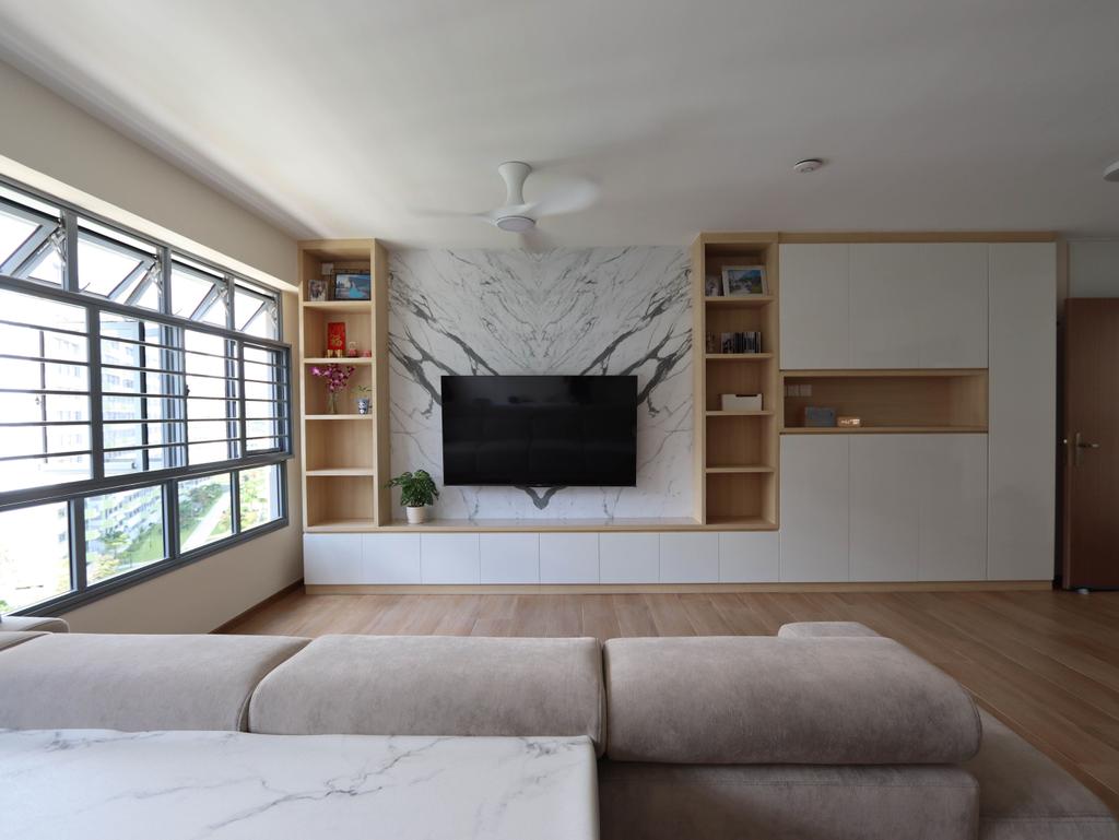 Modern, HDB, Living Room, Tampines, Interior Designer, Massing Design