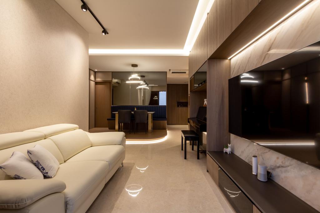 Modern, Condo, Living Room, 18 Siglap link, Interior Designer, Fineline Design