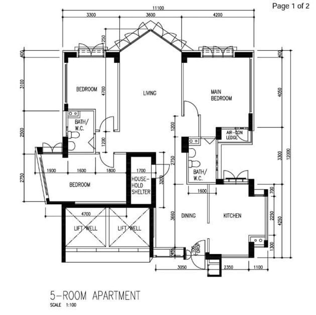 Scandinavian, HDB, Admiralty Link, Interior Designer, MET Interior, 5 Room Hdb Floorplan, Original Floorplan, 5 Room Apartment