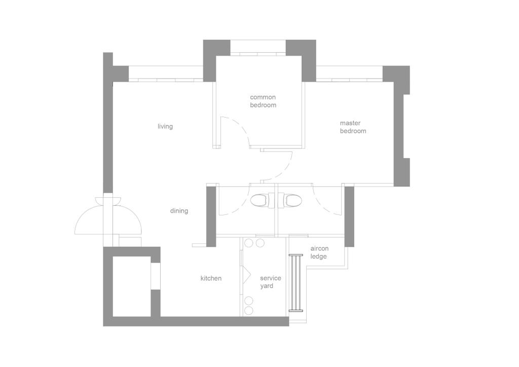 Modern, HDB, Margaret Drive, Interior Designer, Ovon Design, 3 Room Hdb Floorplan, Original Floorplan