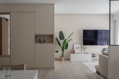 Bidadari Park Drive, Key Concept, Scandinavian, Living Room, HDB, Vinyl Flooring, Shoe Cabinets