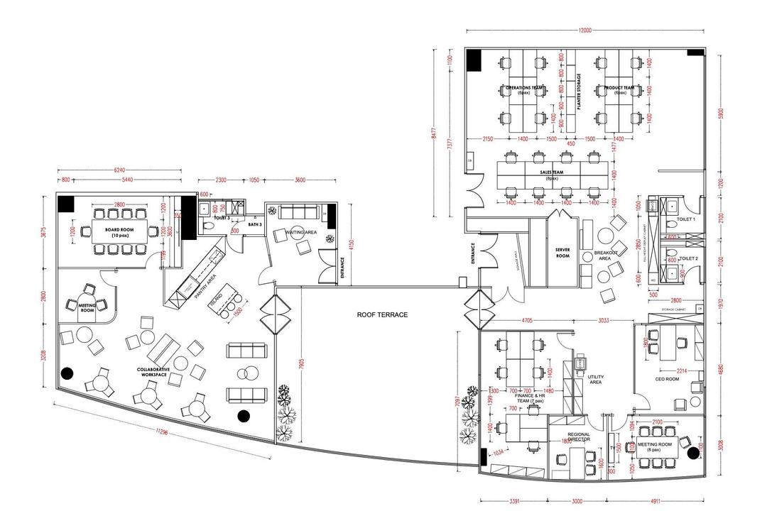 Ubi Crescent, Renologist, Modern, Commercial, Final Floorplan, Space Planning, Commercial Floorplan