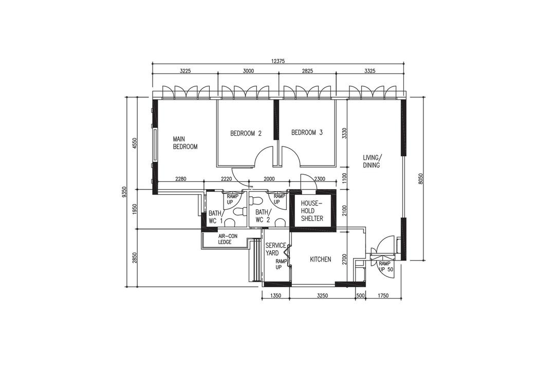 Fernvale Rivergrove, Noble Interior Design, Scandinavian, HDB, Original Floorplan, 4 Room Hdb Floorplan