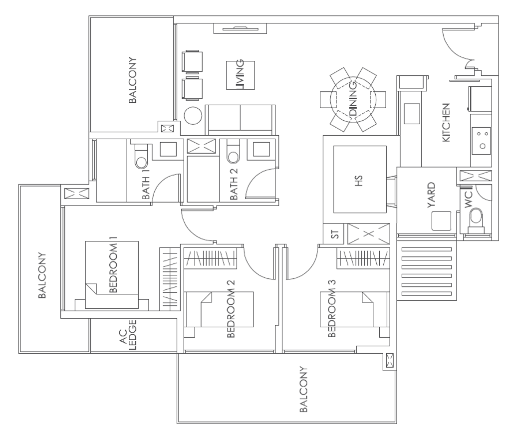Modern, Condo, Bedok Residences, Interior Designer, Fifth Avenue Interior, Scandinavian, Final Floorplan