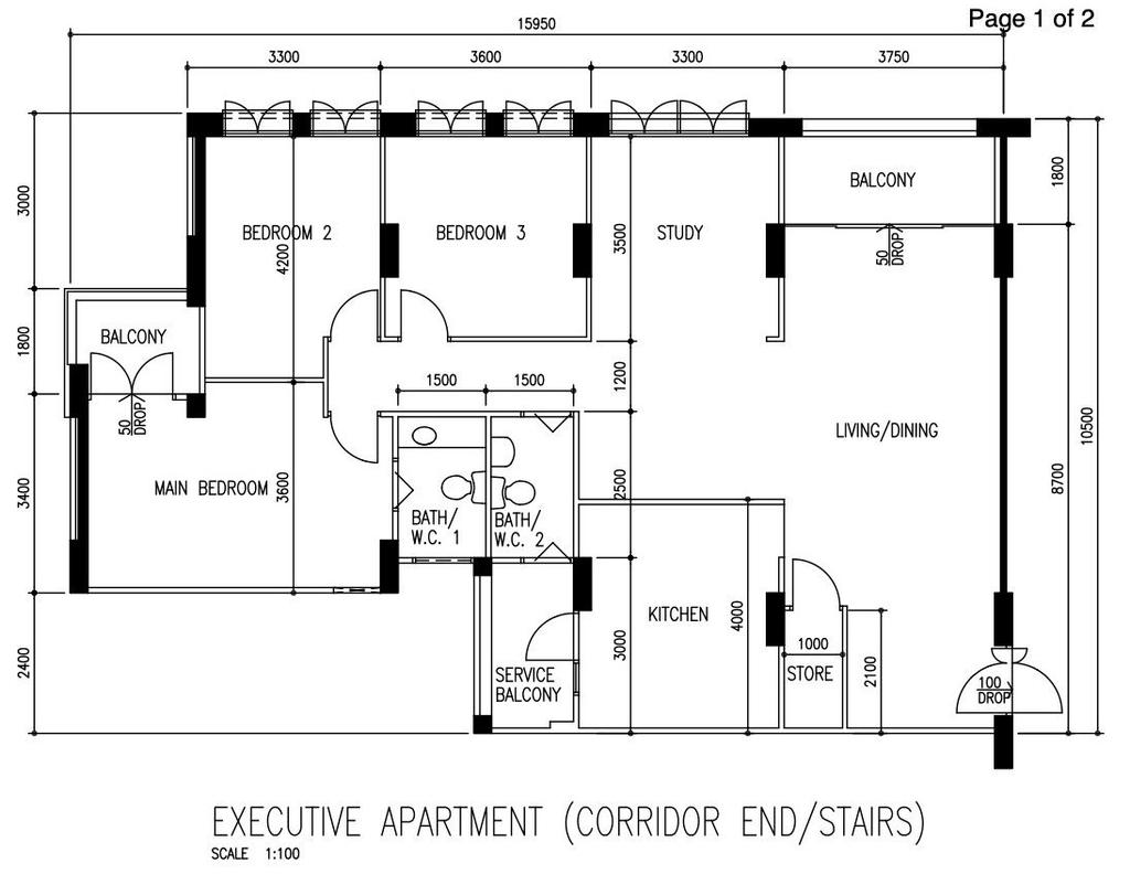 Modern, HDB, Jelapang Road, Interior Designer, EA Interior Design, Executive Floorplan, Executive Apartment Corridor End Stairs, Original Floorplan