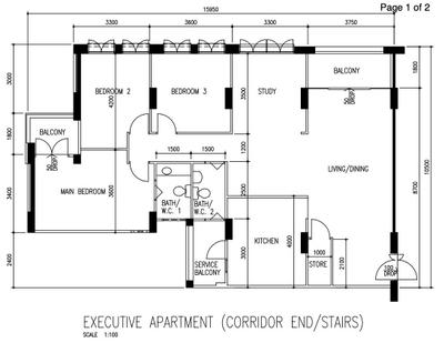 Jelapang Road, EA Interior Design, Modern, HDB, Executive Floorplan, Executive Apartment Corridor End Stairs, Original Floorplan