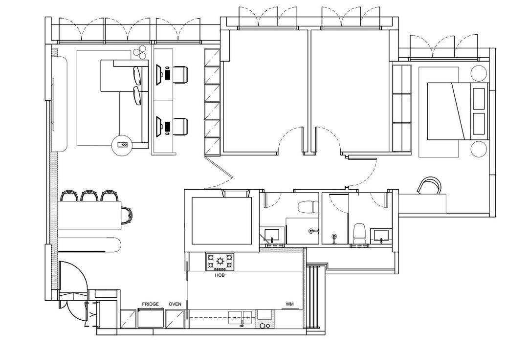 Punggol Walk, Forefront Interior, Eclectic, HDB, 5 Room Hdb Floorplan, 5 Room Type 1, Space Planning, Final Floorplan